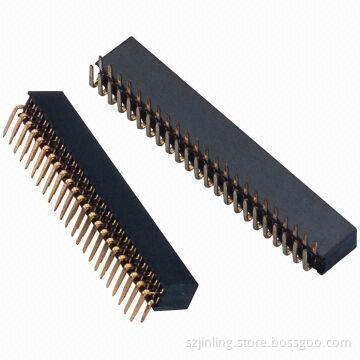 Right Angle 1.27mm Female Headers with Dual-row Height 4.4mm